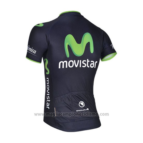 2014 Abbigliamento Ciclismo Movistar Nero Manica Corta e Salopette